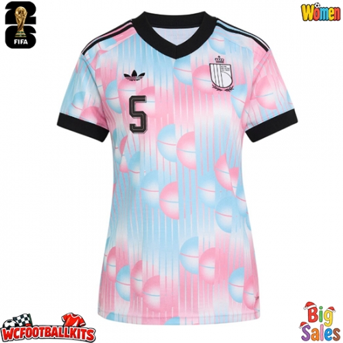 Belgium Maxim De Cuyper #5 Replica Away Stadium Shirt for Women World Cup 2026 Short Sleeve